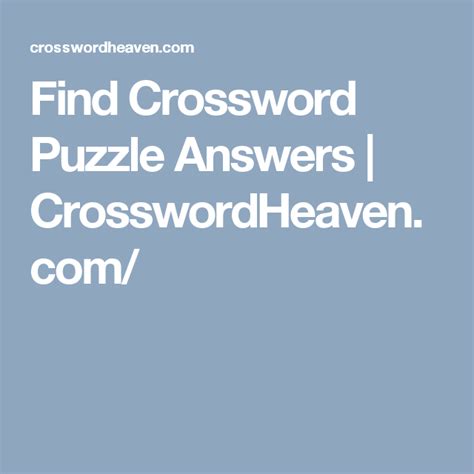 Seen in 50,550 different <b>crossword</b> puzzles. . Crossword heaven com